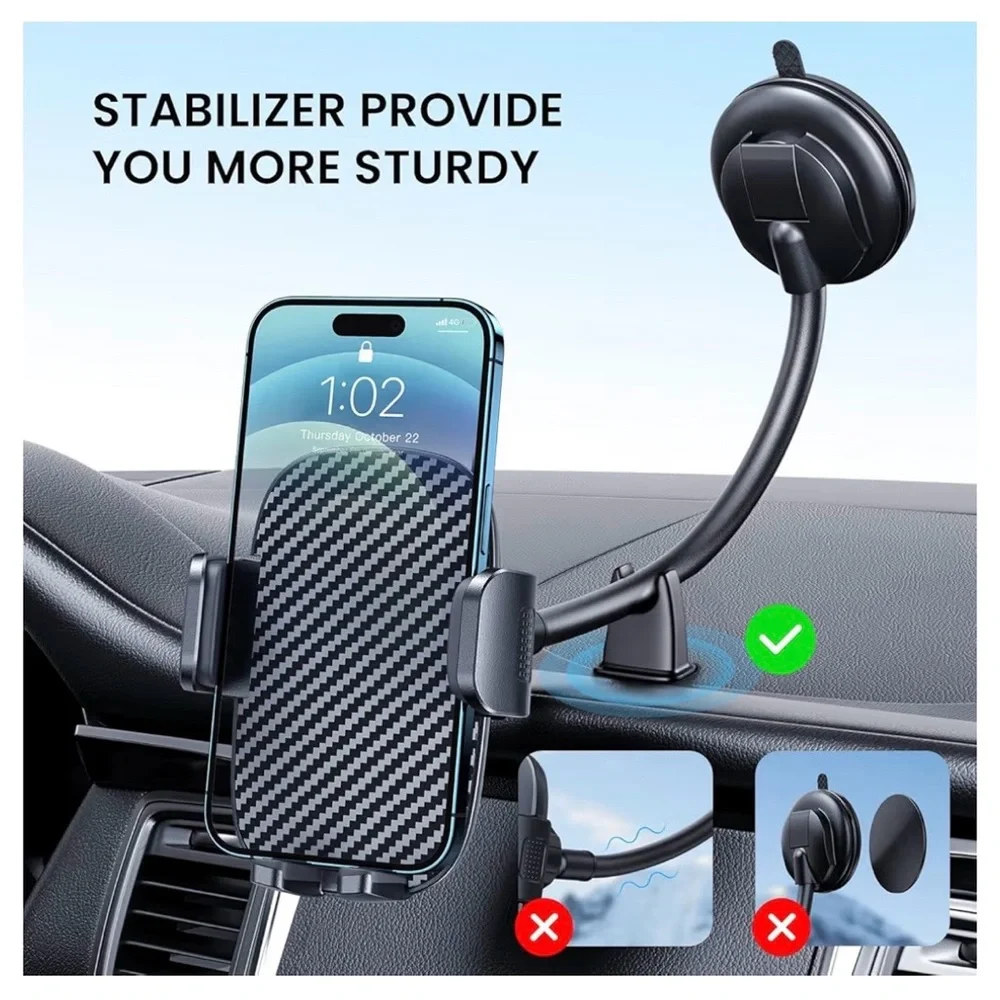 Universal Black Carbon Fiber Wireless Car Phone Mount